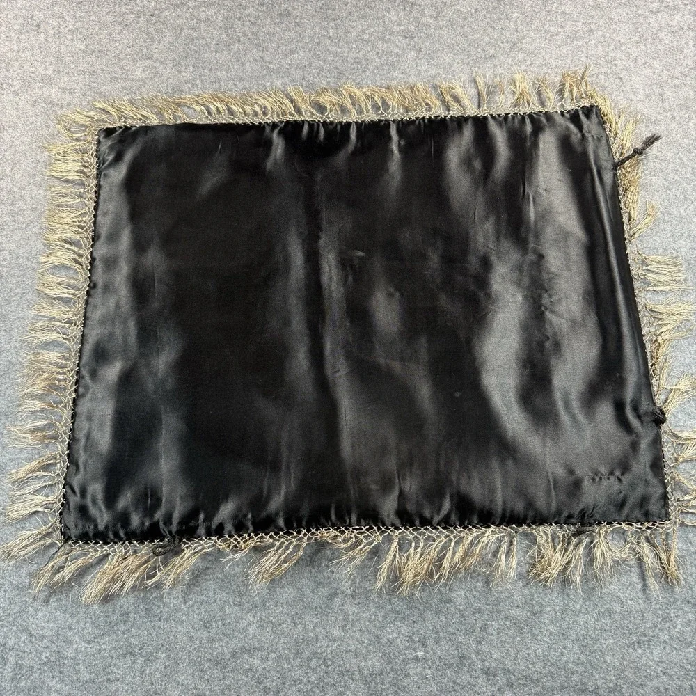 Vintage India Embroidered Wall Hanging Tapestry Beaded Ornate Black Gold Velvet